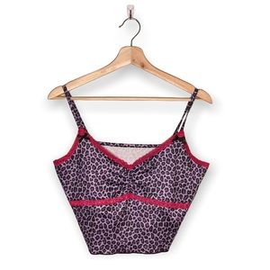 3 for $12: Purple Cheetah Print Cami Top with Pink Lace Trim by SHEIN